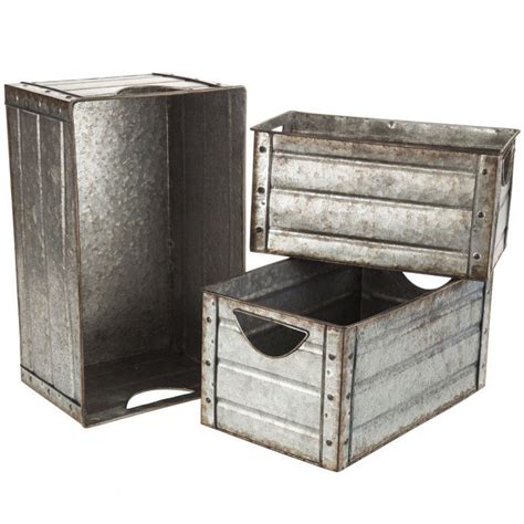 galvanized metal storage box|galvanized metal rectangle container set.